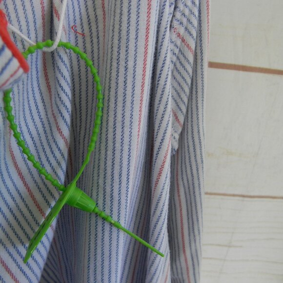 VINTAGE CHRISTIAN DIOR 100% COTTON PINSTRIPE MADE IN USA LONG ROBE SZ M BLUE/WHI - Picture 9 of 9